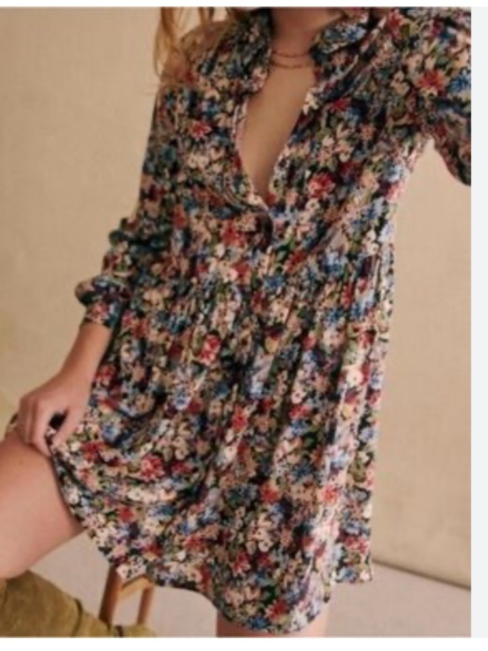 Sezane Floral Tiered Button-Front Women's Dress - Multicolor size 40